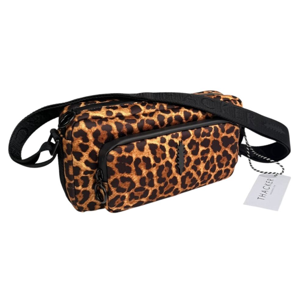 Thacker Willow Leopard Crossbody Handbag Shoulder Purse 11x6 Zip Brown Black New